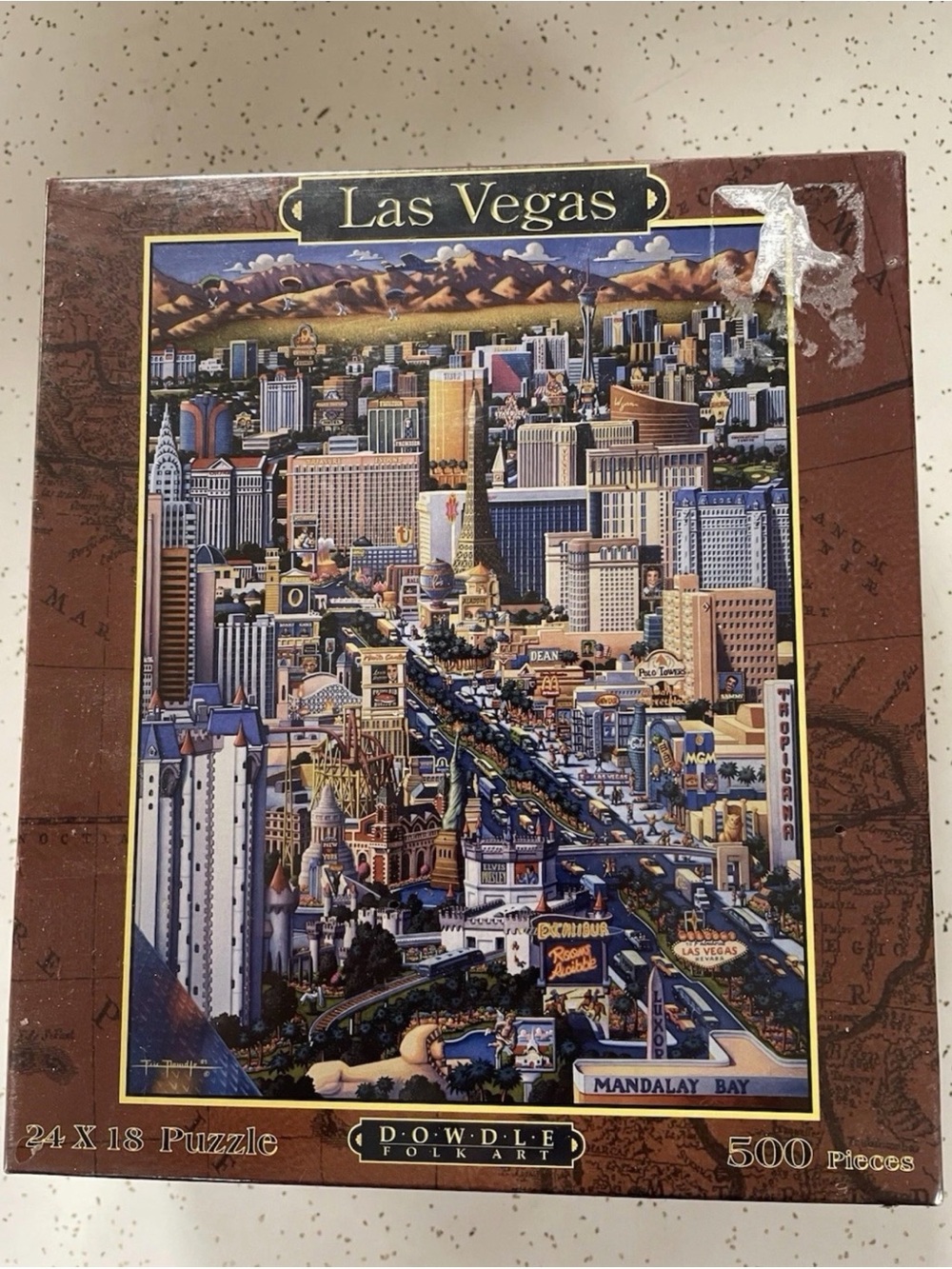 Dowdle Folk Art Puzzle~Las Vegas~500 Pieces~18" X 24"~ New Factory Sealed